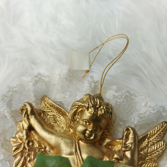 Vintage Lace Gold Cherub Christmas Ornament DIY Holiday Brooch - Picture 5 of 12